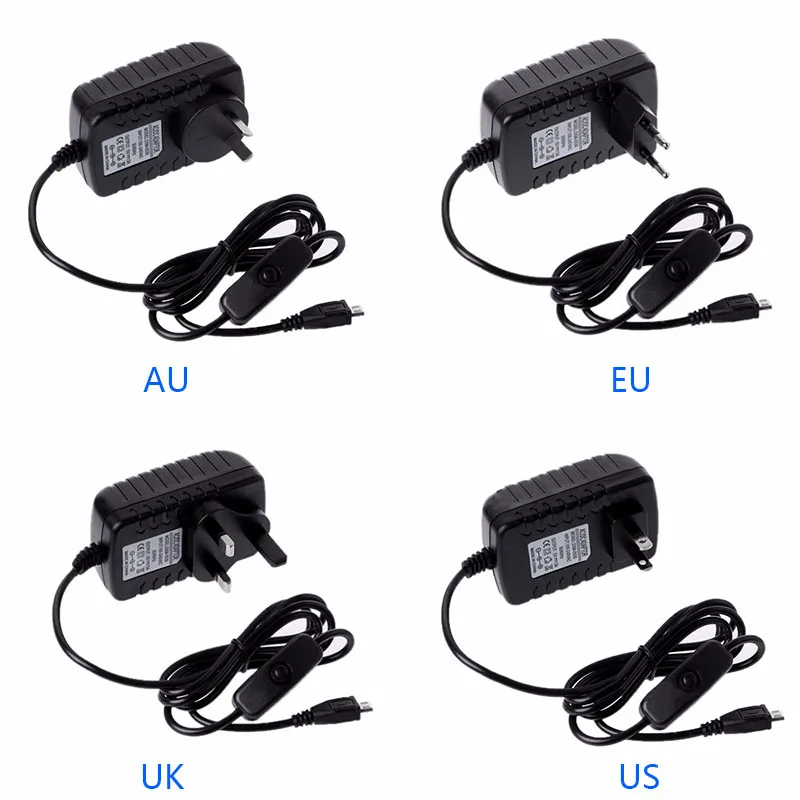 1 шт. 1 метр Черный Micro USB адаптер питания кабель с переключателем для Raspberry Pi 3