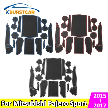 

Xburstcar 14pcs Car Gate Slot Pad Interior Door Pad / Cup Non-slip Mats for Mitsubishi Pajero Sport 2015 - 2017 Accessories