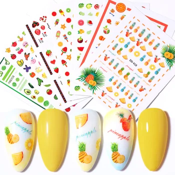 

1 Sheet Summer fruit 3D Nail Sticker Decals Fruit Kiwi Banana Lemon Strawberry Designs DIY Nail Stickers Wraps Slider Decoration