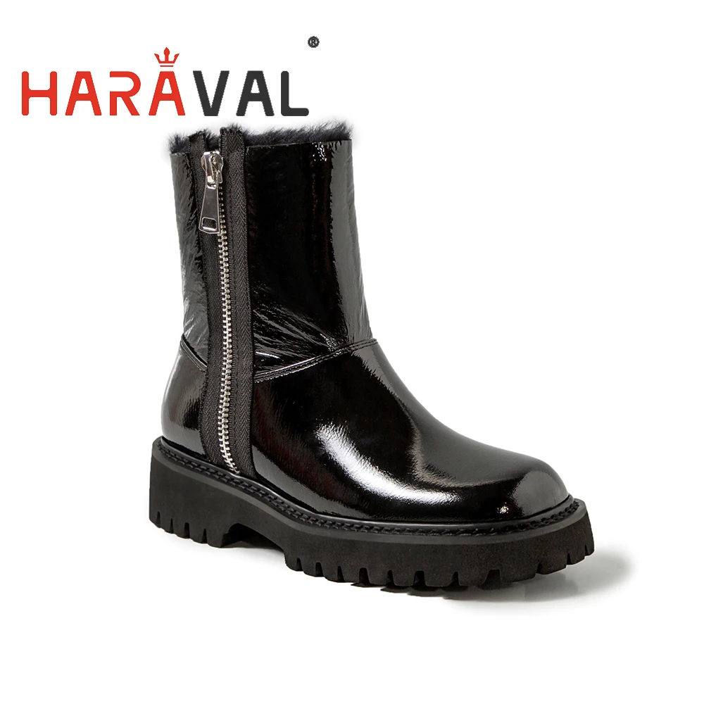 

Motorcycle Boots Women Shoes Warm Snow Thick Heel Zipper Round Toe Winter Waterproof Platform Velvet Keep Hots Quality E235L