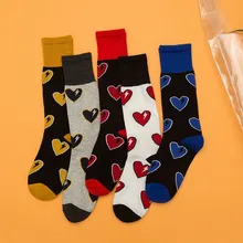 Женские носки, теплые хлопковые уличные носки без пятки с принтом сердца, носки для девочек и женщин, хлопковые носки, зимние осенние женские носки rajstopy