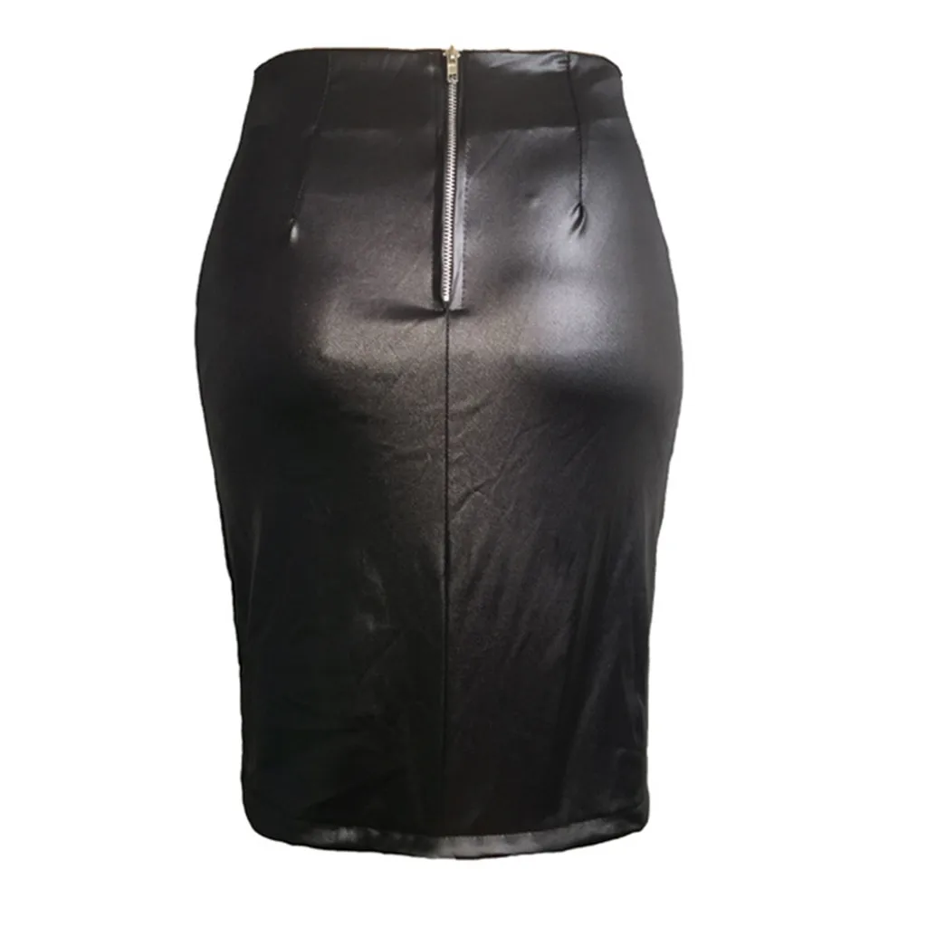 Модные сексуальные юбки, женские юбки с высокой талией и длиной до колена, элегантные облегающие кожаные вечерние юбки N.01