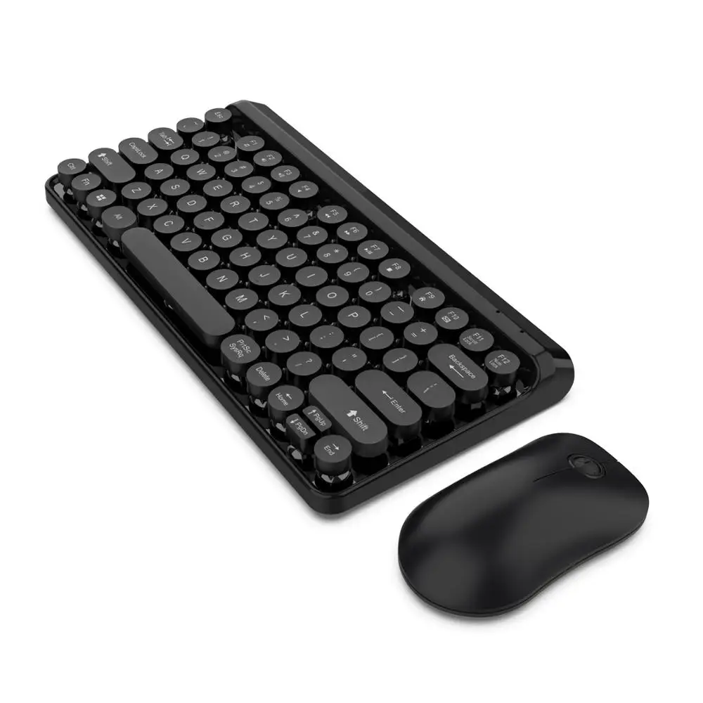 Conjunto de Teclado e Mouse sem Fio Combinação para Computador Punk Retro Mini Multimídia Portátil Mac Desktop Computador tv Htpc Android Windows 2.4g