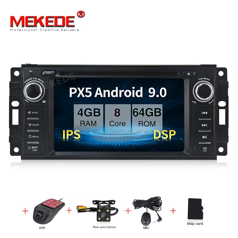 PX5 android 9,0 4 Гб+ 64 ГБ Автомобильный мультимедийный плеер навигация gps DVD для JEEP Wrangler Компас Патриот Grand Cherokee Commander - Цвет: add camera dvr