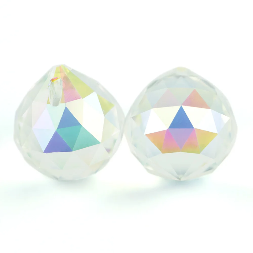 15mm 8pcs Clear/AB K9 Glass Prism Crystal Shinning Chandelier Ball FengShui Hanging Pendant Faceted Balls Decoration Ornaments 8pcs billiards ball keychains pool ball keychains novelty billiards ball hanging keychains small keychains