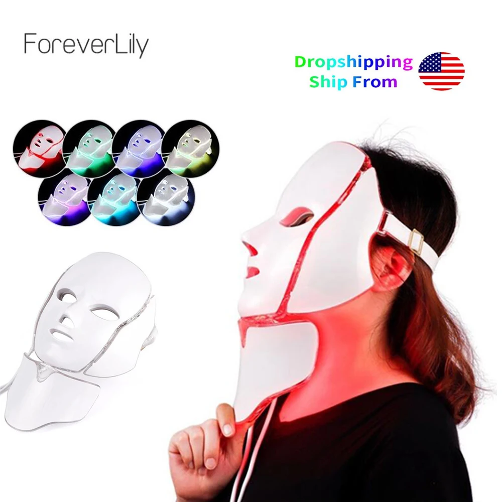  Foreverlily LED Light Photon Therapy Mask 7 Color Light Treatment Skin Rejuvenation Whitening Facia - 32865203257