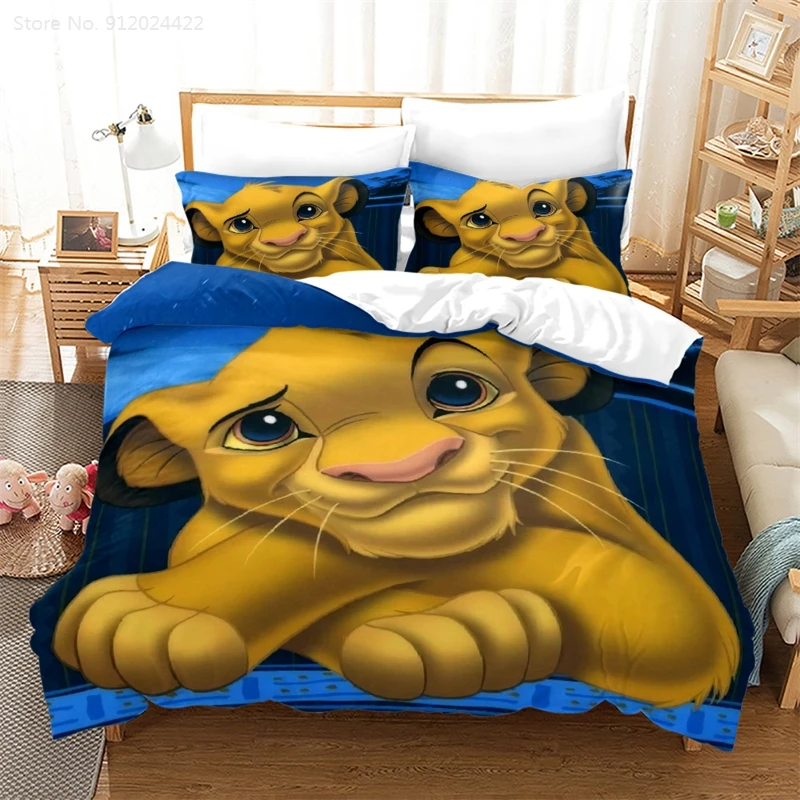 Simba The Lion King Bedding Set Queen Size Disney 3d Pillowcase Quilt Cover Mufasa Duvet 200x200 Bed Linen For Home Family | Дом и сад
