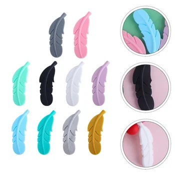

10pcs Sillicone Feather Beads For Babies Molar Bracelet Pacifier Accesssories