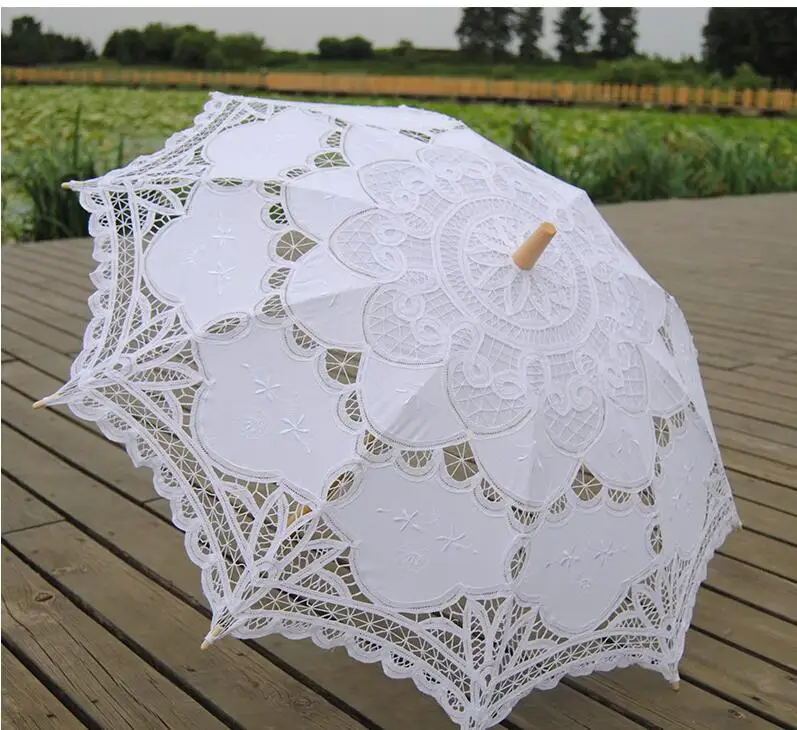 Двухслойный кружевной свадебный зонтик с ручным открыванием, Свадебный зонтик, аксессуары для свадьбы, Свадебный зонтик для душа SA853
