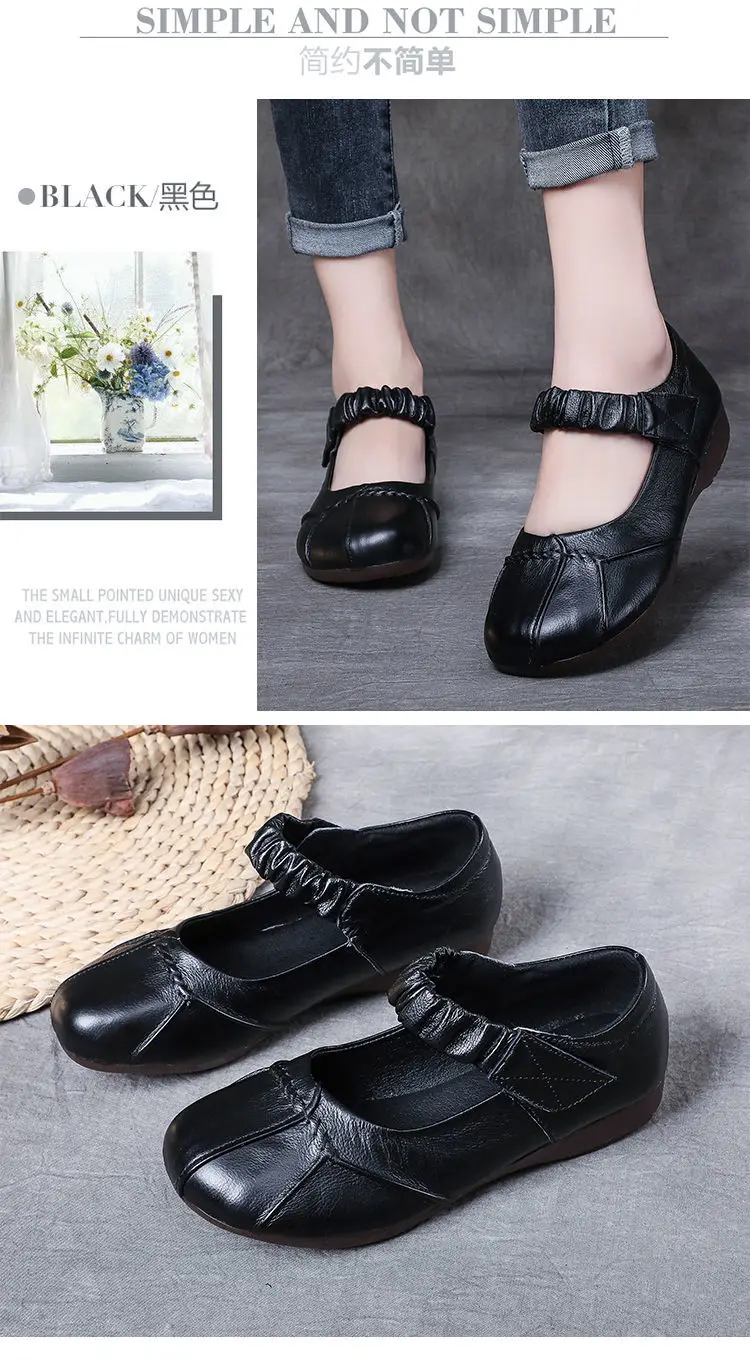 Mom comfortable autumn summer black leather shoes for women flatss oxford moccasins ballet shoes woman flat