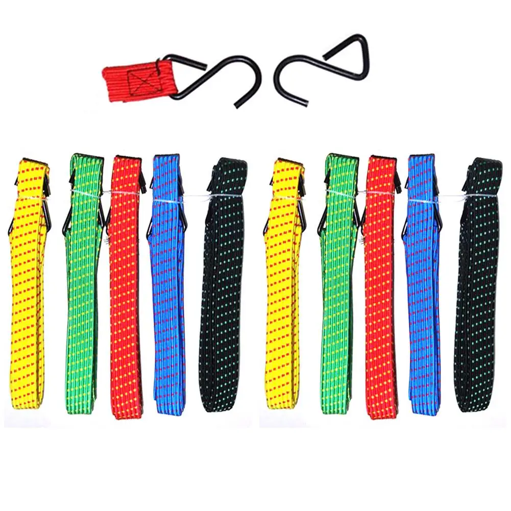 

10PCS Luggage Rope Cord Hooks Mountain Bikes Rope Tie Strong Elasticity Bicycle Roof Rack Strap Fixed Band Elastics Rubber Rope