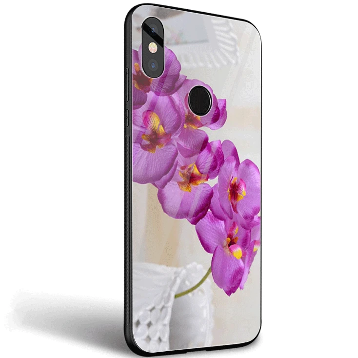 Стеклянный Чехол для мобильного телефона Xiaomi Note 5 6 7 Pro F1 A1 A2 4X5X6X9, чехол из ТПУ с цветами орхидеи, цветной чехол