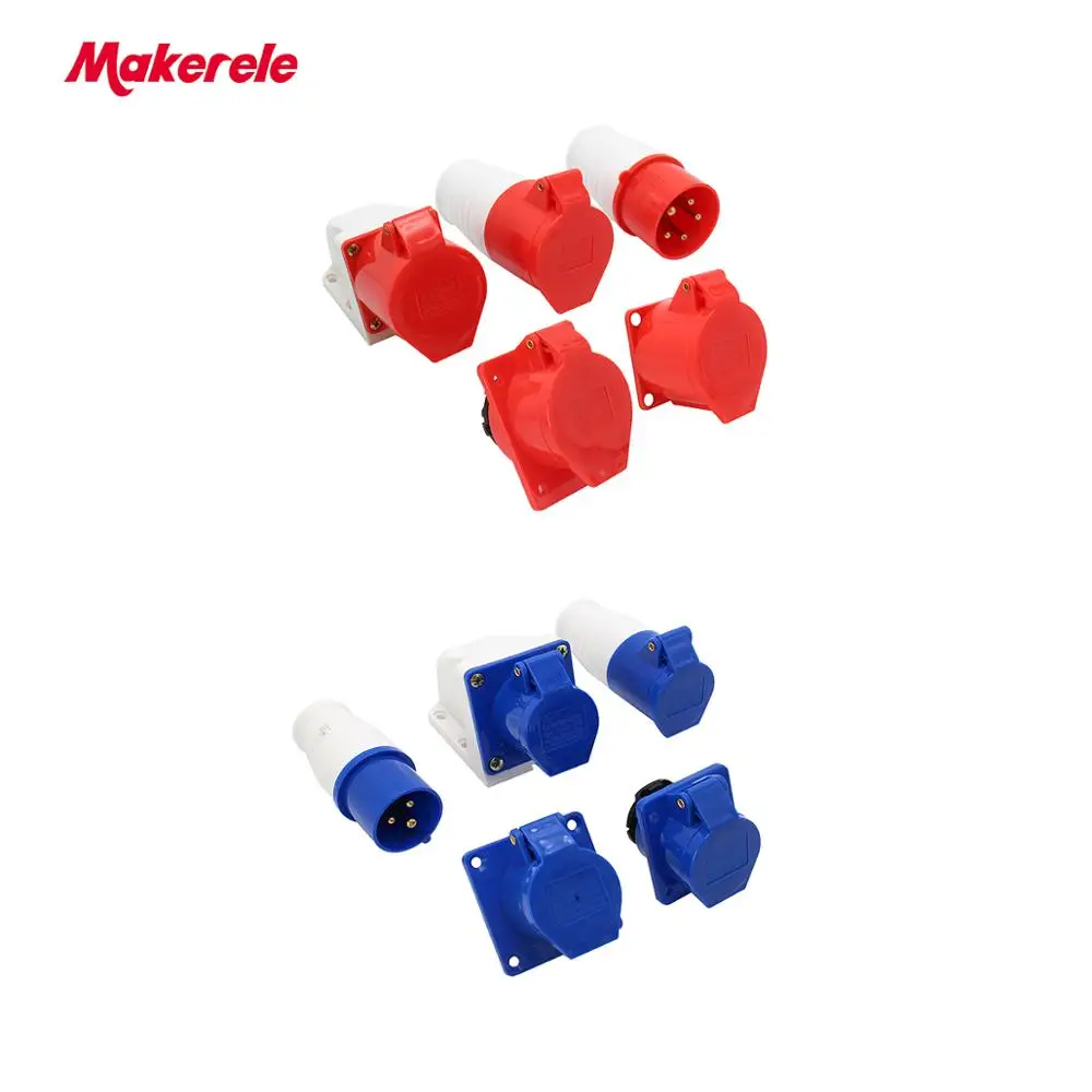 

Industrial Electrical IP44 Waterproof 16A/32A Plug & Socket Pin male/female Makerele