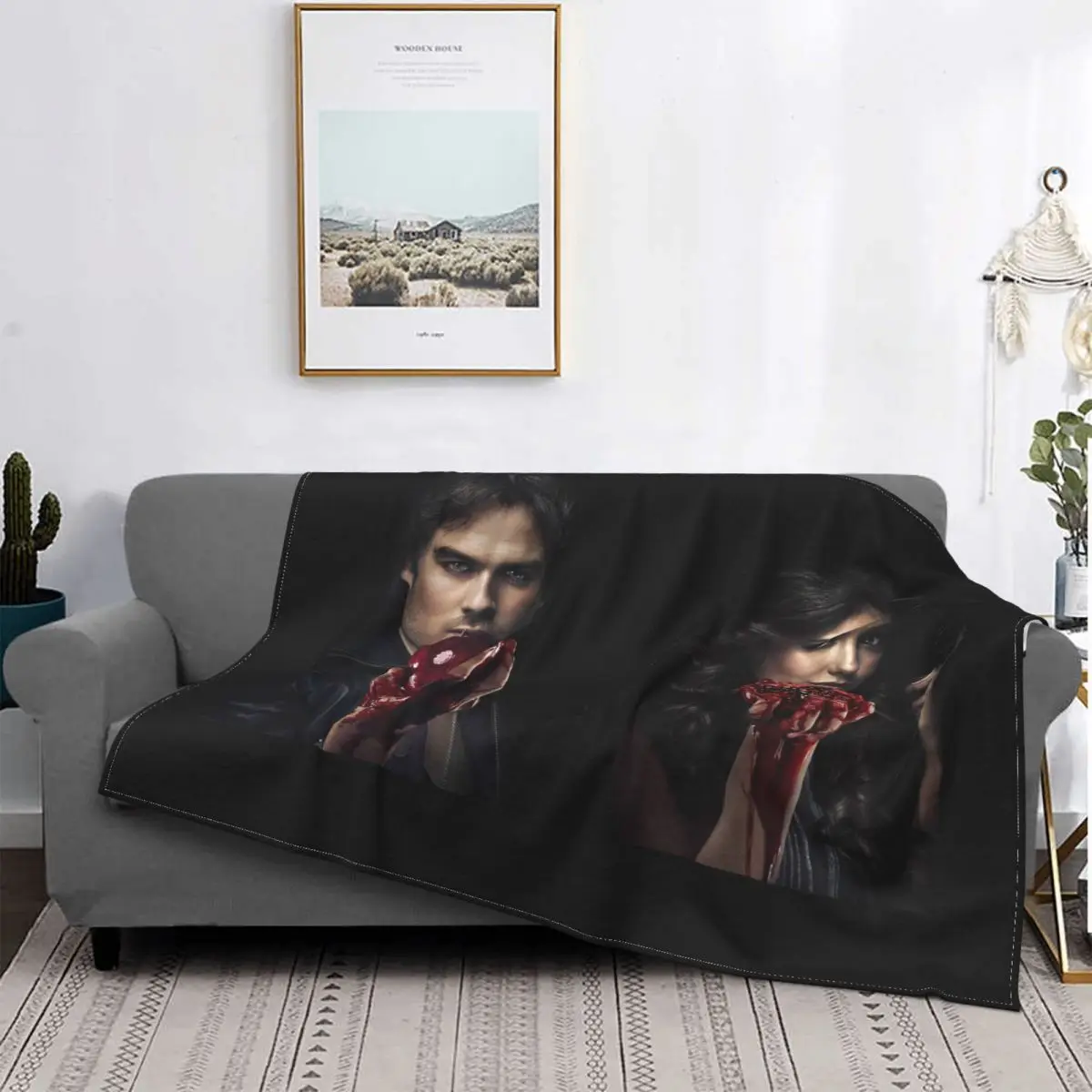 

Ian Somerhalder Damon Elena Gilbert Stefan Flanell Decke Die Vampire Diaries Horror Decke für Bettwäsche Auto Home Office