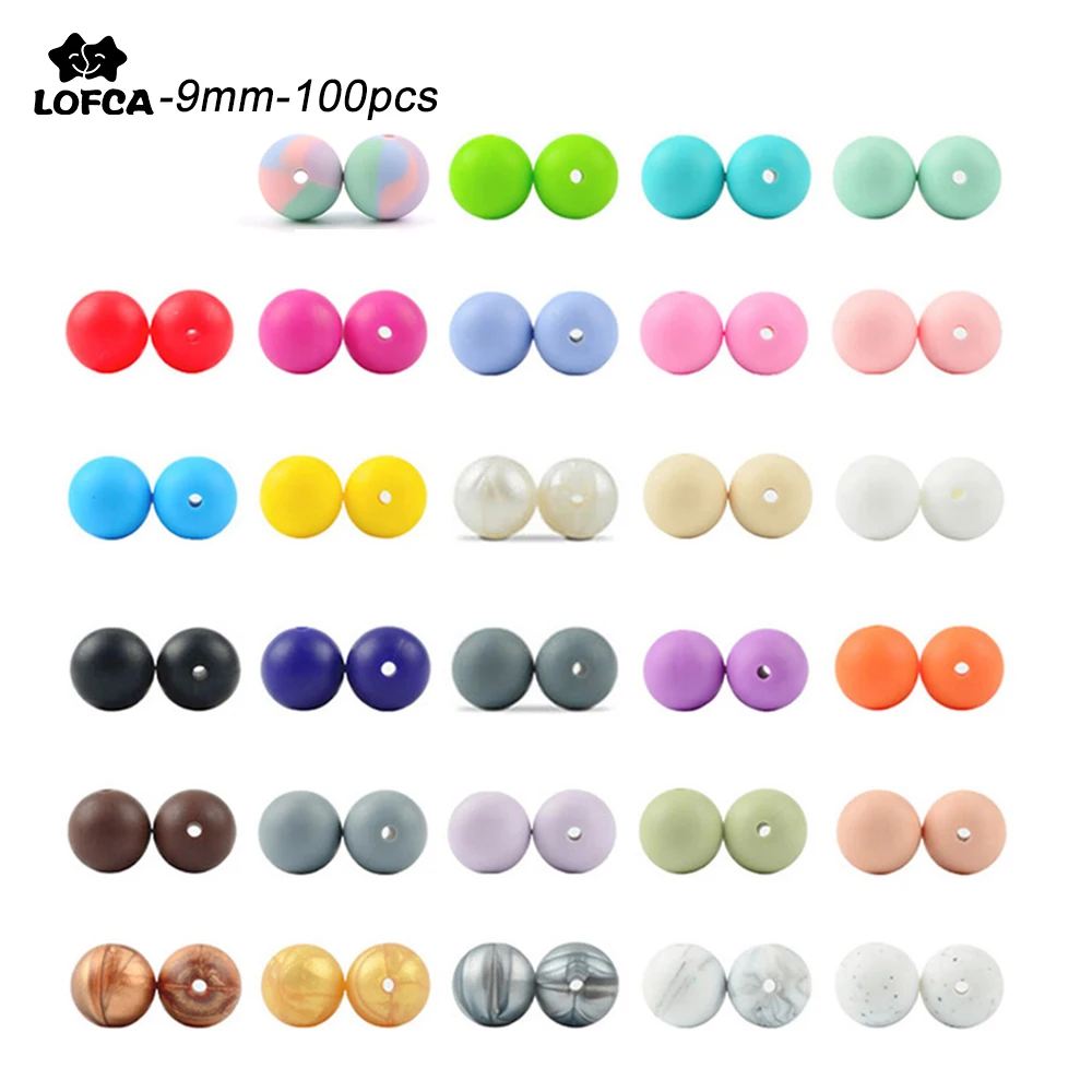 9mm Silicone Teething loose Beads DIY Baby Teether Chewable Jewelry BPA-Free 