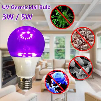 

E27 LED Ultraviolet Lamp Bulb 3W 5W Germicidal Sterilizer Lamp Bulb Bactericidal Light for Hospital Home Cabinet Wardrobe Room