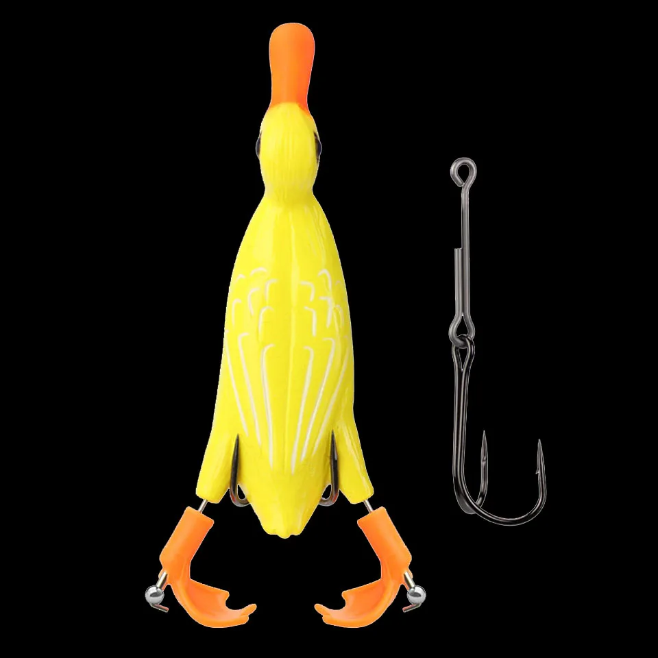 WALK FISH 1PCS NEW Duck Soft Fishing Lure Frog 11cm 25g Top Water 3D Simulation Floating Baits Bass Snakehead Lure 5 Colors