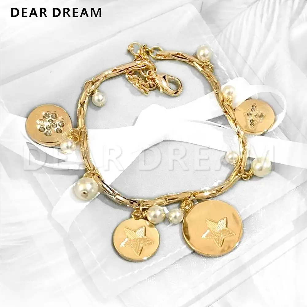 

Jewelry & Accessories Fashion Luxury New Cover Star Letter Pearl Round Jewelry Bracelet For Women Gilrs Gift