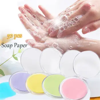 

50PCS/Pack Travel Soap Paper Washing Hand Bath Clean Scented Slice Sheets 20pcs Disposable Boxe Soap Portable Mini Paper Soap