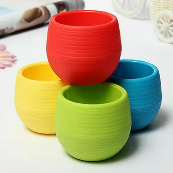 

Mini Colourful Round Plastic Plant Flower Pot Garden Home Office Decor Planter