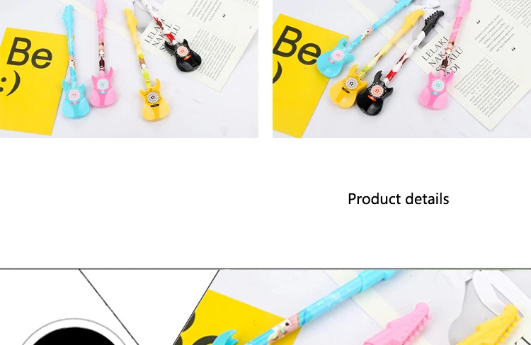 Креативная гелевая ручка для гитары 0,38 мм черные корейские канцелярские принадлежности офисные школьные принадлежности кавайи Музыкальные инструменты крутые ручки для письма