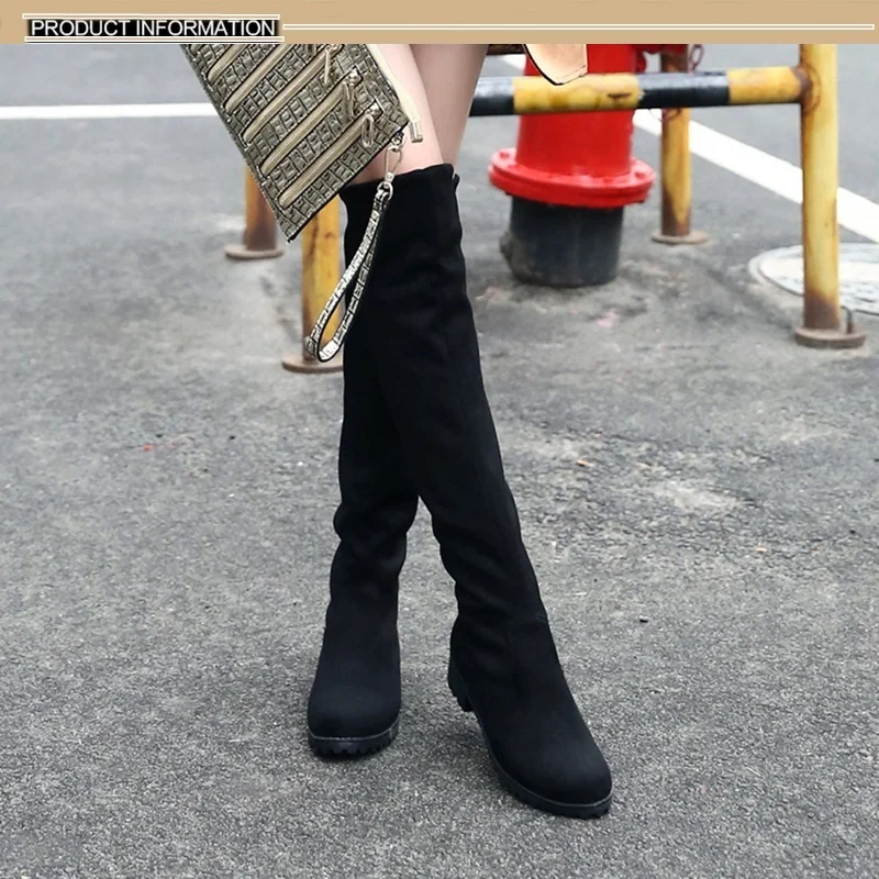 classic autumn winter boots woman fashion skinny stretch classic women's sexy black red blue over the knee high boots big size