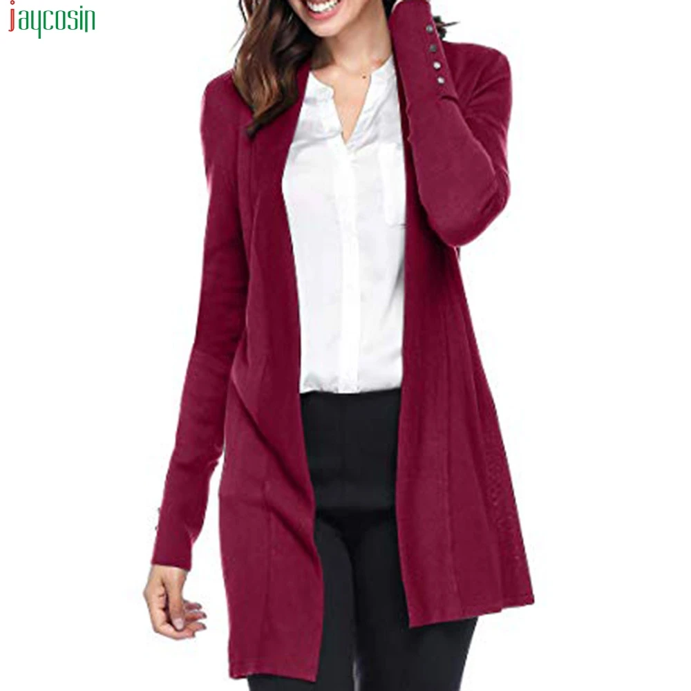 

JAYCOSIN Ladies Jacket 2019 Knitted Cardigan With Long Sleeves Button Outwear coats and jackets women winter Coat casual Outwear