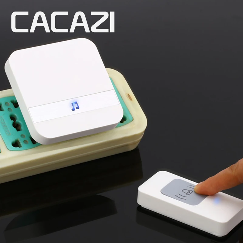 CACAZI 무선 초인종 방수 300m 원격 LED 라이트 배터리 버튼 수신기 홈 무선 벨 52 차임 4 볼륨