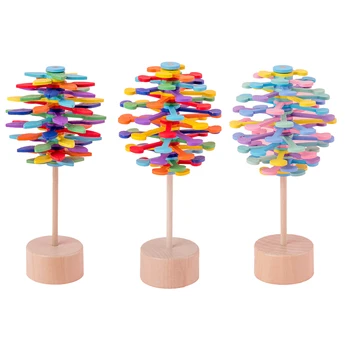 

Wooden Helicone Wand Rotating Lolly Toy Kids Stress Relief Educational Toys