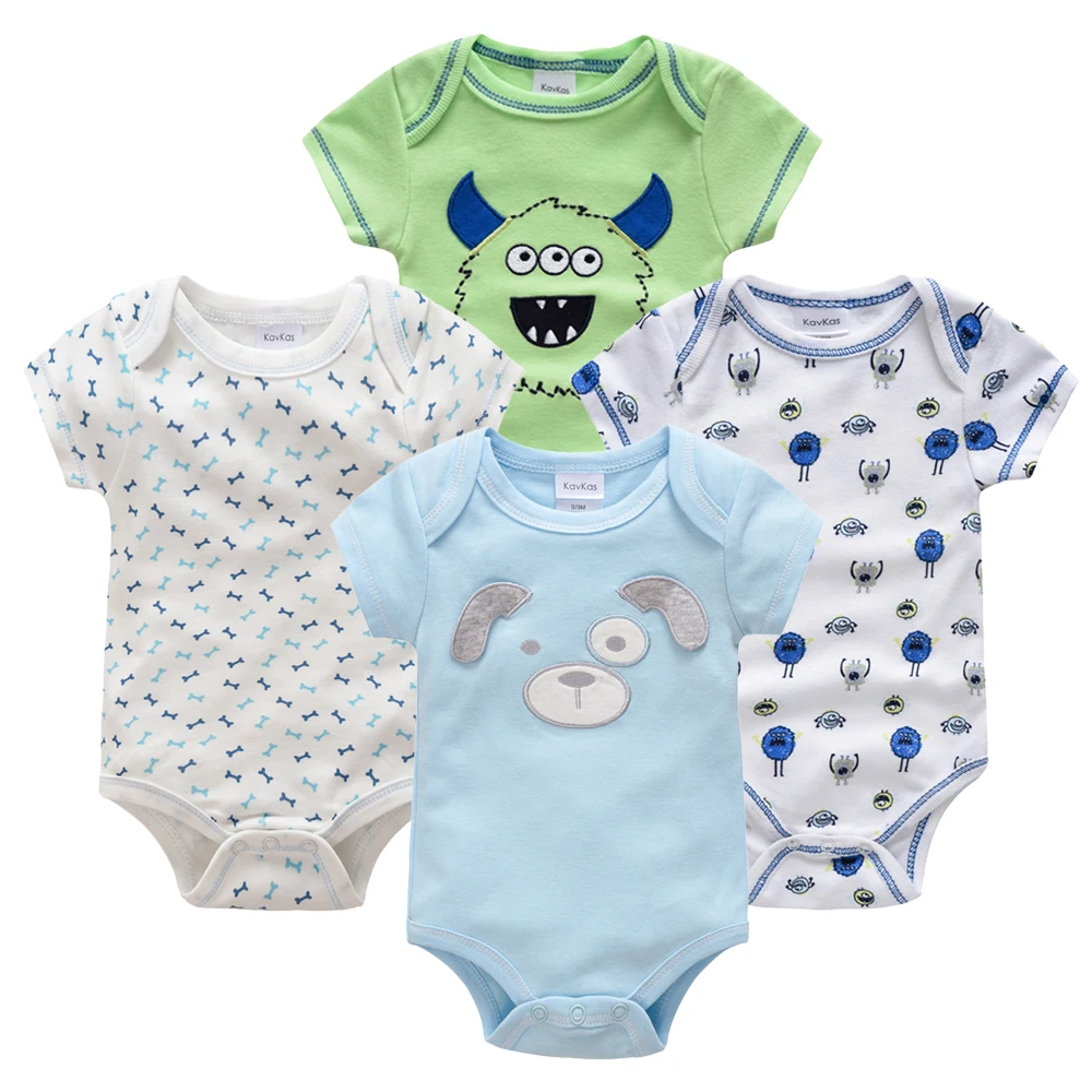 Honeyzone/Одежда для новорожденных мальчиков от 0 до 3 месяцев; боди для маленьких девочек; летний хлопковый комбинезон с короткими рукавами; комплект из 4 предметов