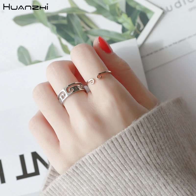 HUANZHI 2020 новый дизайн посеребренный цвет выдалбливают винтажные уникальные