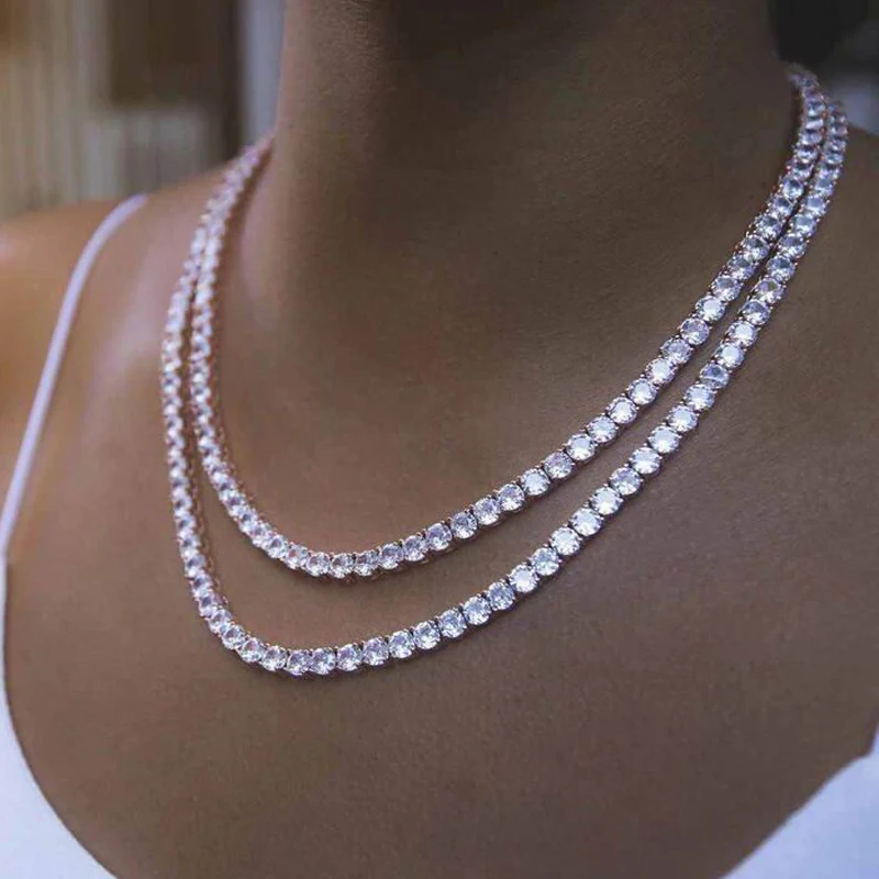 Ожерелье-чокер с фианитами для мужчин и женщин теннисная цепь в стиле хип-хоп 5 мм