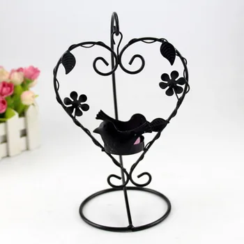 

European-Style Home Candlestick Ornaments Heart-Shaped Bird Crafts Love Bird Candlestick Ornaments