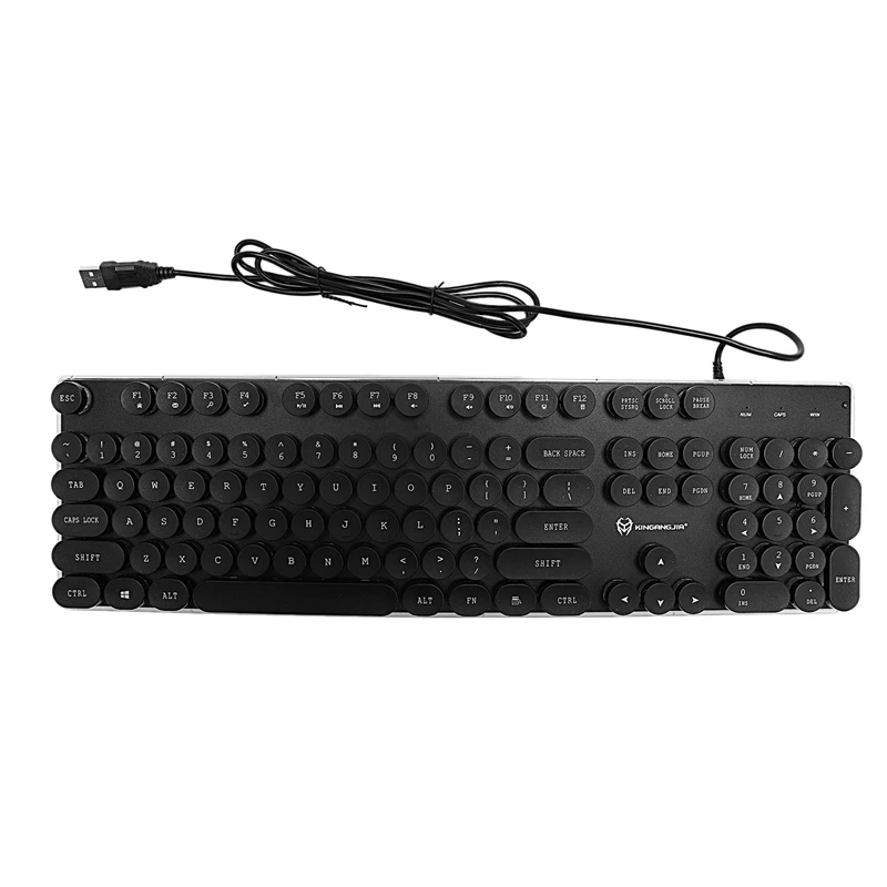 Black KINGANGJIA JK-705 Проводная USB клавиатура Радужная светящаяся панк Хрустальная круглая шляпа клавиатура Проводная клавиатура - Цвет: Black
