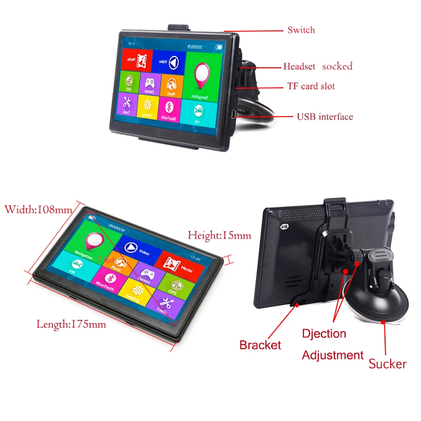 D100 " HD Автомобильный gps навигатор FM Bluetooth AVIN 256 м 8 Гб Navitel новейшая Европейская карта Sat nav грузовик gps навигаторы автомобильные