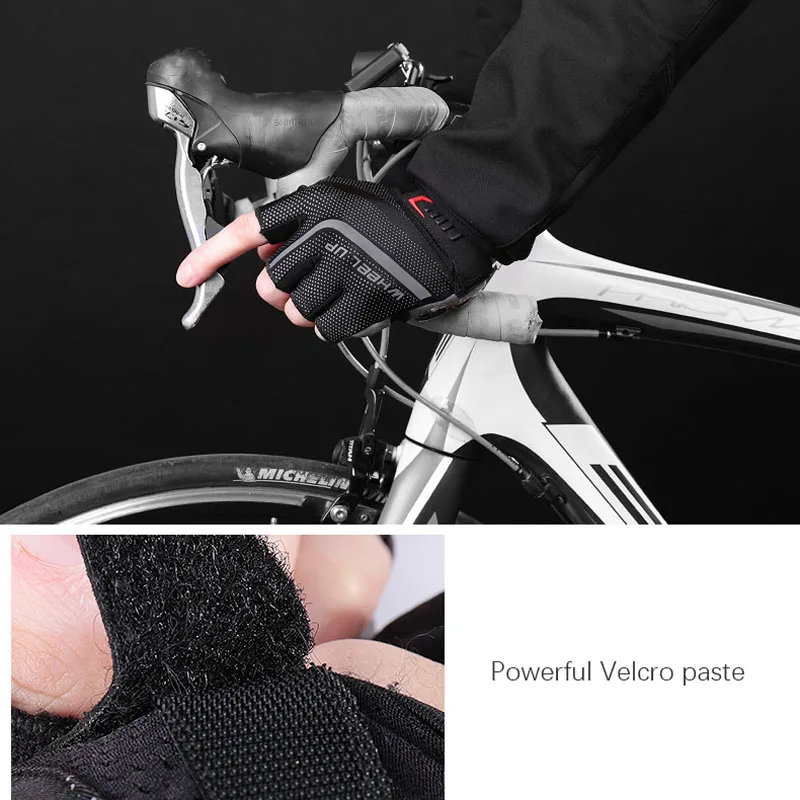1 пара WheelUp Спорт на открытом воздухе дышащие велосипедные перчатки Велоспорт противоударный нескользящий износостойкий половина пальцев MTB перчатки для велоспорта