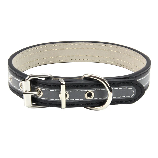 S-XXL Dog Collar Reflective Night Safety Puppy Neck Strap Metal tail hole Collars for Small Medium Large Dog Pet Product 6Colors Black Pet Collar