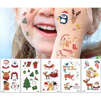 

30 Sheets Waterproof Christmas Tattoo Stickers Kid Face Body Snowman Elk Santa Claus Temporary Tattoos