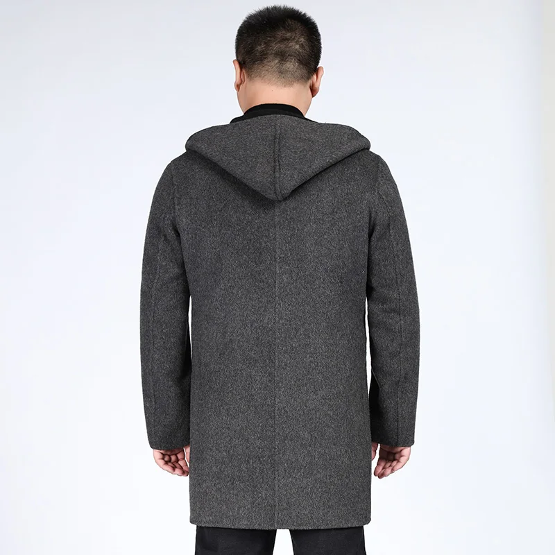 7XL 6XL 5XL, зимнее мужское шерстяное пальто в британском стиле, дизайн, длинный Тренч, брендовая одежда, высокое качество, шерстяное пальто с капюшоном для мужчин