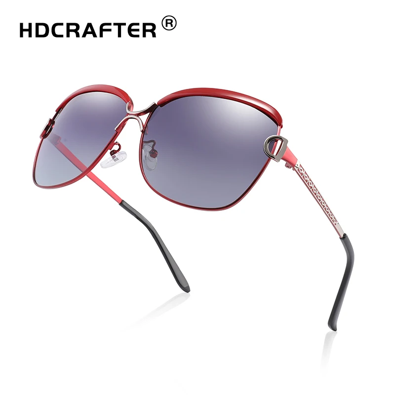 HDCRAFTER для женщин поляризационные солнцезащитные очки для дамы бабочка Защита от солнца очки старинные крупные солнцезащитные очки