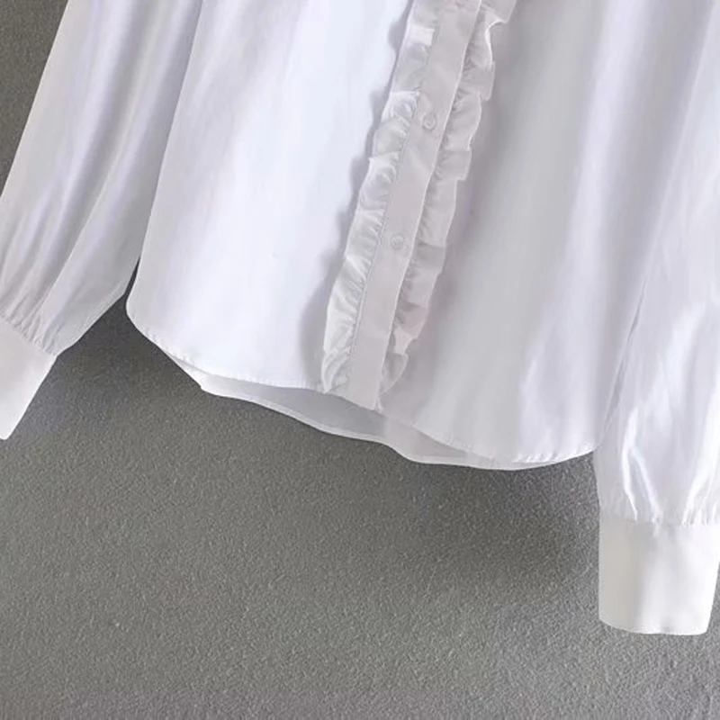 AGong повседневные каскадные белые блузки женские модные рубашки с воротником Питер Пэн женские элегантные топы с длинными рукавами женские