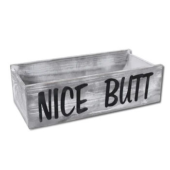 

Rustic White Tissue Box Torched Wood Bathroom Facial Holder Cover Napkin Dispenser