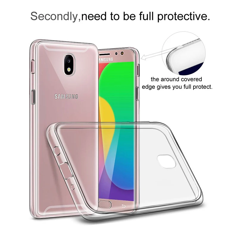 360 защитные задние Чехлы для Samsung Galaxy J7 2017 европейская версия Прозрачная мягкая