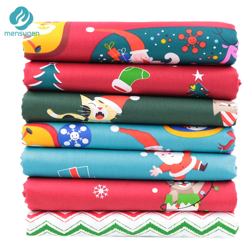 New 7pcs/lot 40*50cm Cotton Christmas Fabric for Patchwork Quilting DIY Handmade Cloth Tissue Decoration Material