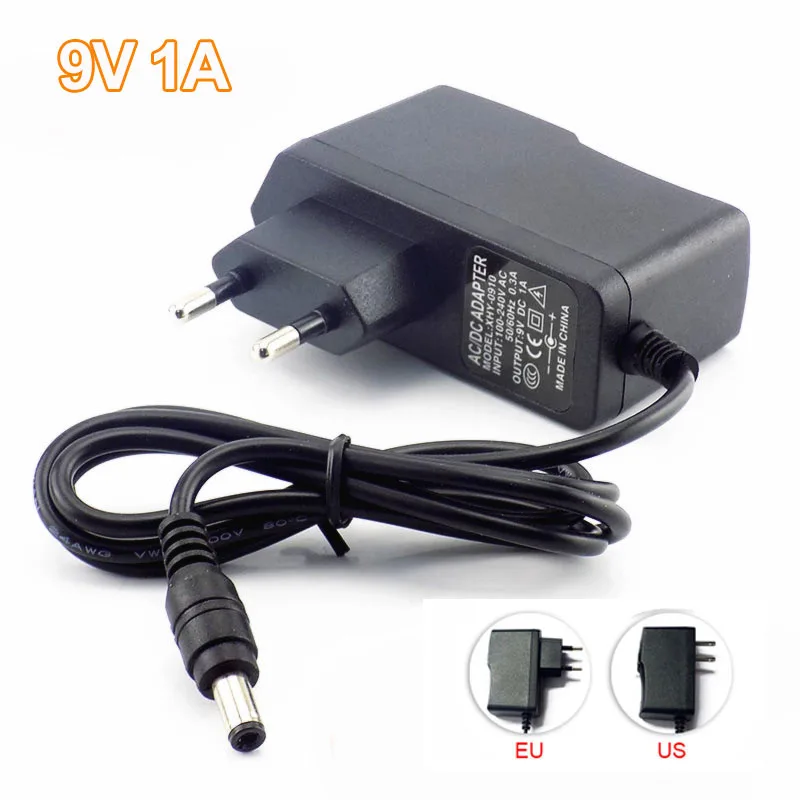 9V 1A AC DC адаптер конвертер 5,5x2,5 мм Переключатель Мощность 100 V-240 V Питание US EU Plug Зарядное устройство для видеонаблюдения Светодиодные ленты света K09