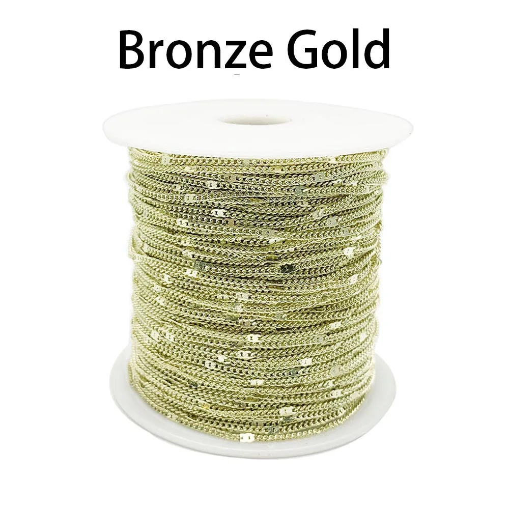 Bronze Gold 5 м 10 м/лот Серебряный, Золотой, родиевый позолоченные цепочки для ожерелья латунные объемные звенья цепи для DIY материалы для изготовления ювелирных изделий оптом - Цвет: Bronze Gold
