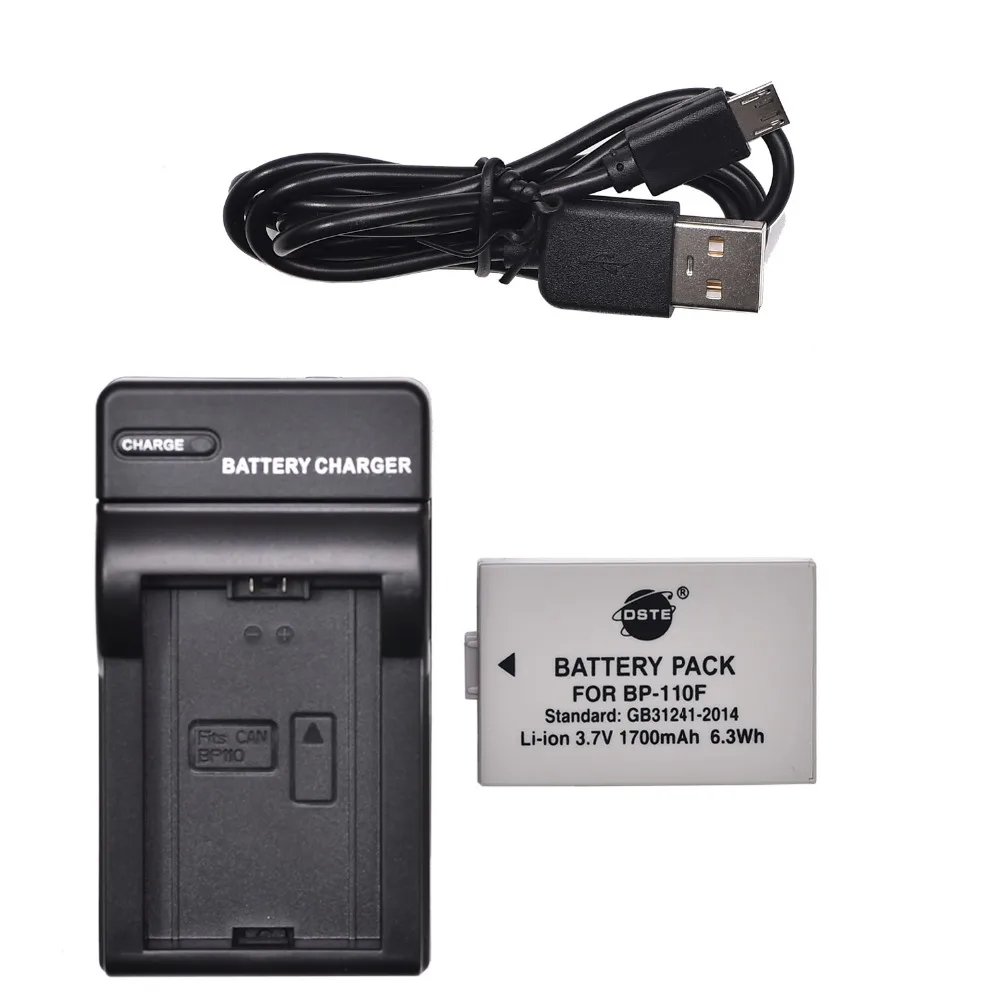 2 шт. 1700 мАч 3,7 V BP-110 BP-110F BP110 BP110F DSTE батарея камеры DSLR Зарядное устройство для Canon HF R26 R28 R206 R20 R21 R200 XF105