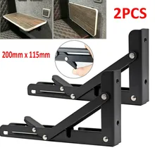 

2pcs Folding Bracket Campervan Folding Bracket Small Table Shelf Motorhome Caravan Black Finish Fixed Metal Bracket