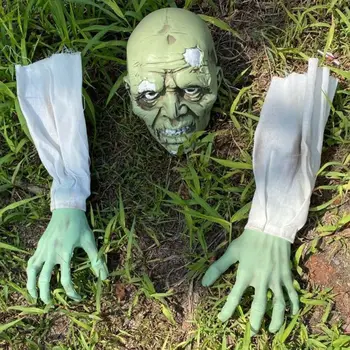 

Halloween Zombie Face Arms Scary Horror Skeleton Skull Head Hand Graveyard Props 667A