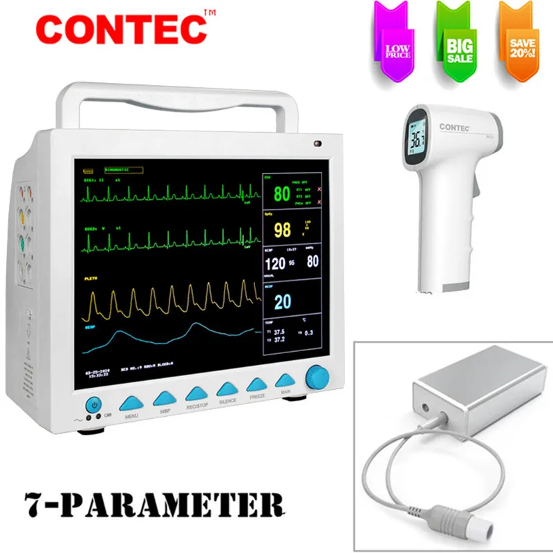 

CONTEC Capnograph CO2 Monitor Vital Signs Patient Monitor 6-parameter ICU CCU Use CMS8000